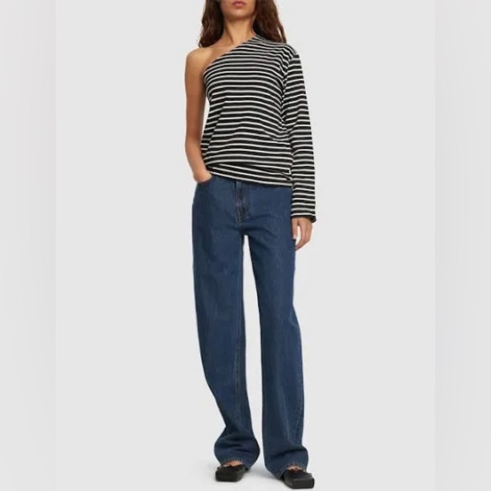 The Frankie Shop- one shoulder shit XS/S blk white stripes